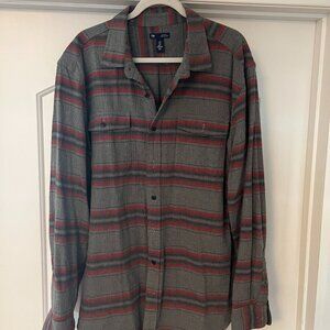 Gap Button Down Flannel - Grey/Red/Blue Stripe - XL
